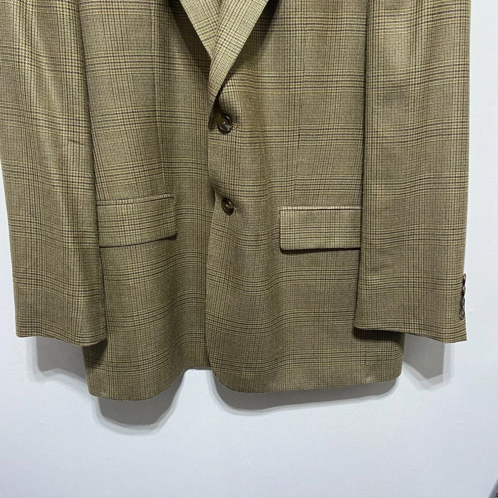 Lauren Ralph Lauren Jacket Mens Size 42 Brown Plaid Wool Blend 2 Button Blazer